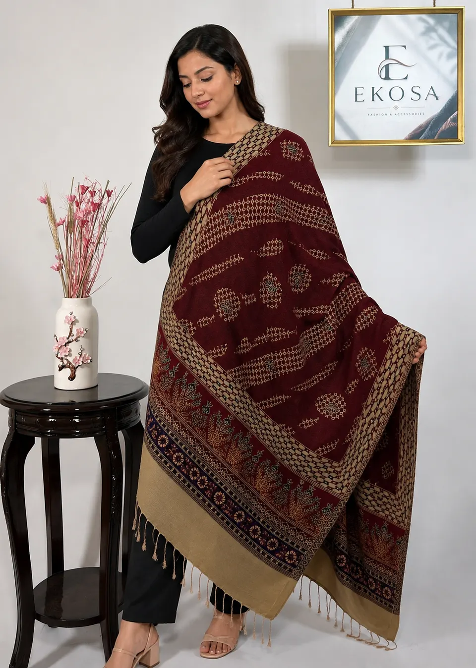 Tessera Stole in Maroon, image 1 of 4
