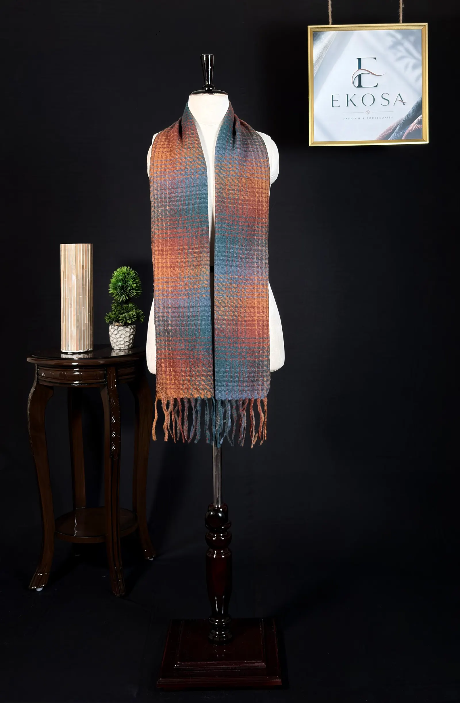 Plaid Muffler in Multi, image 1 of 3