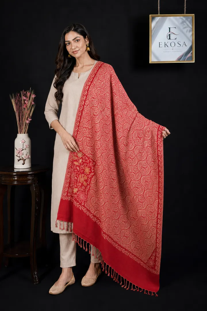 Floral Leaf Stole — Red, image 1 of 3