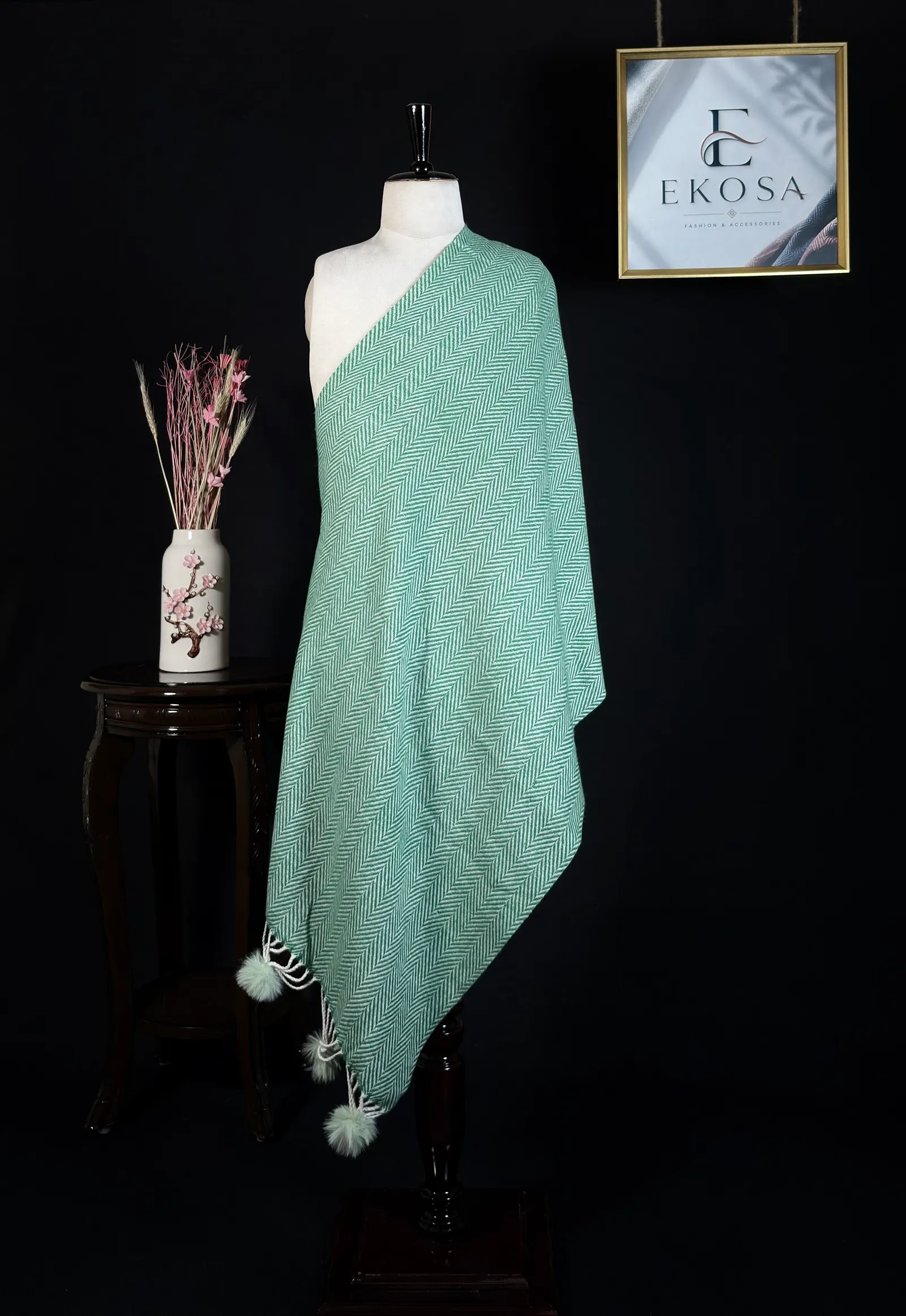 Soft Weave Stole in Bottle Green, image 1 of 3