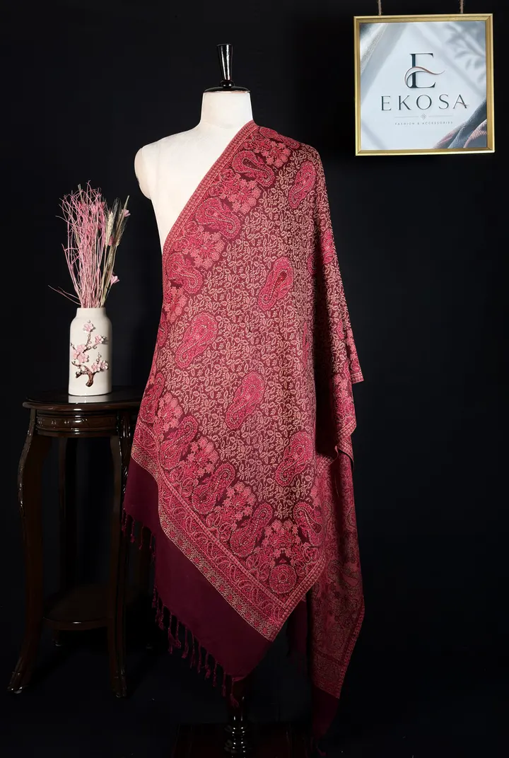 Ornate Floral Stole — Maroon, image 1 of 3