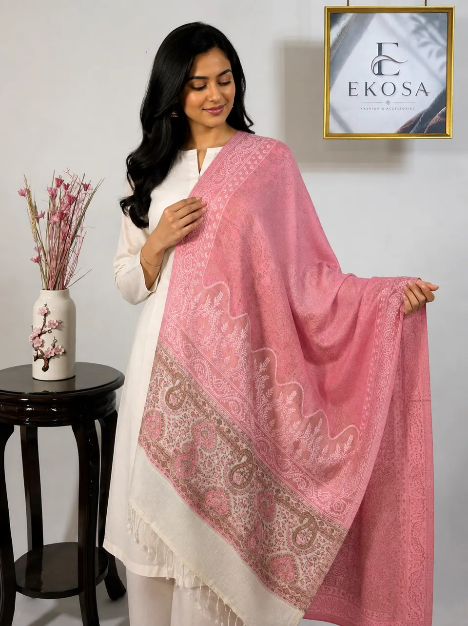Everyday Jacquard Stole in Pink, image 1 of 4