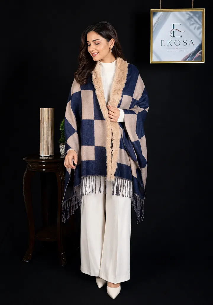 Elegant Poncho — Dark Blue, image 1 of 5