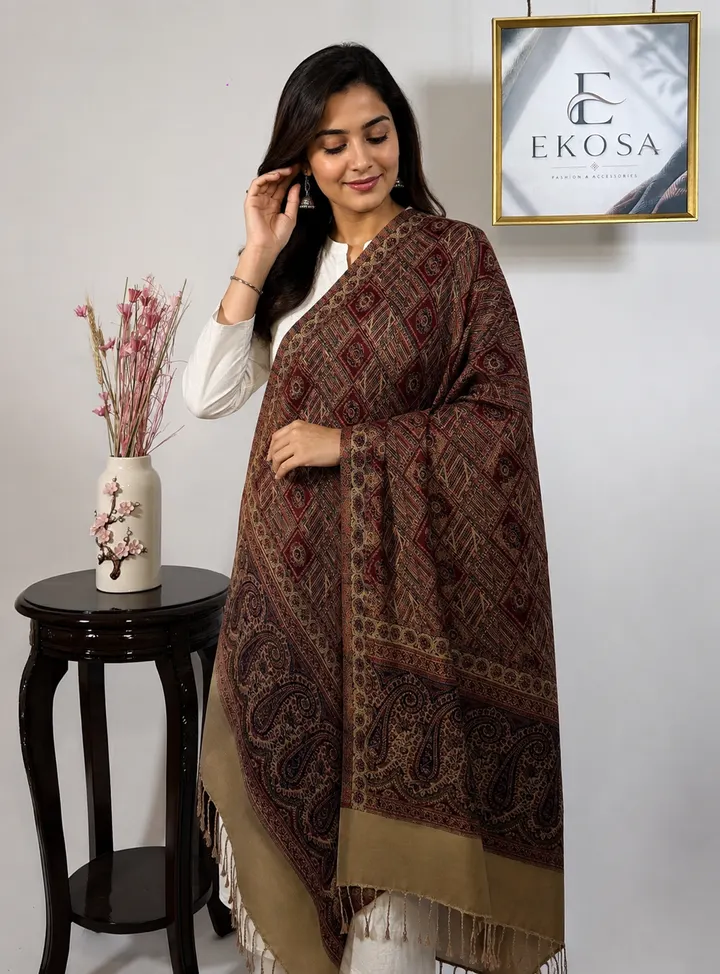 Heritage Pattern Stole — Maroon, image 1 of 4