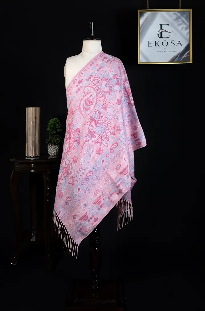 Floral Mosaic Stole — Baby pink, image 1 of 4