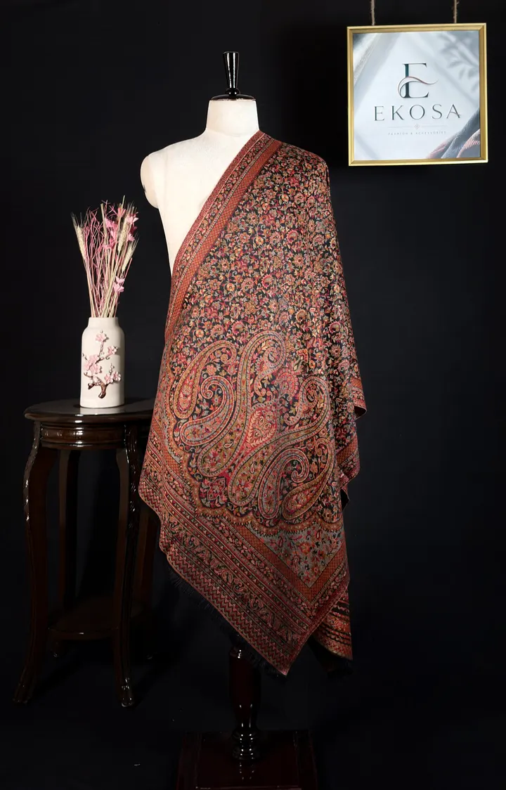 Floral Swirl Stole — Black, image 1 of 2