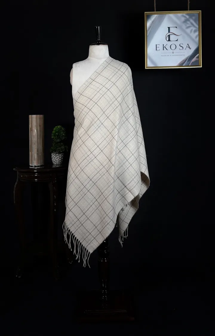 Grid Check Stole — Beige, image 1 of 4