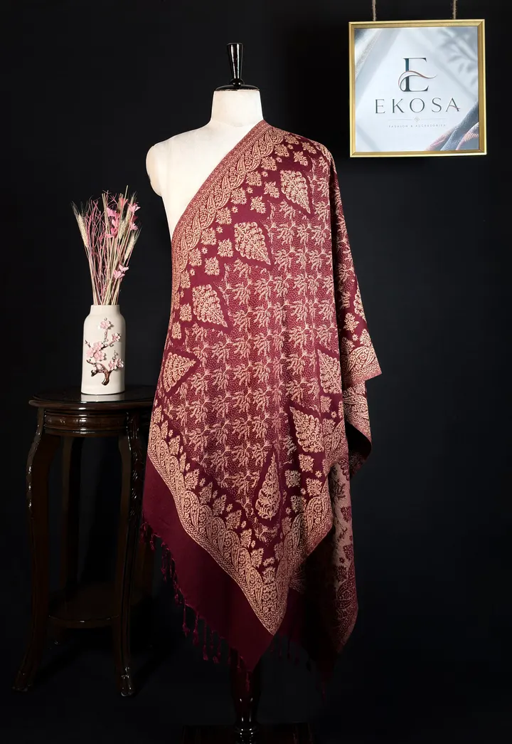Gulmohar Stole — Maroon, image 1 of 2