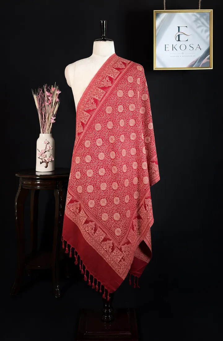 Floral Charm Stole — Red, image 1 of 2