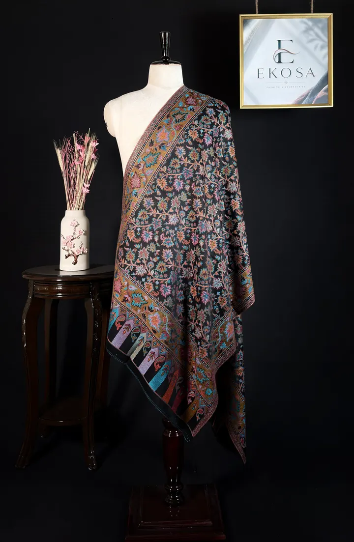 Leaf Blossom Stole — Black, image 1 of 2
