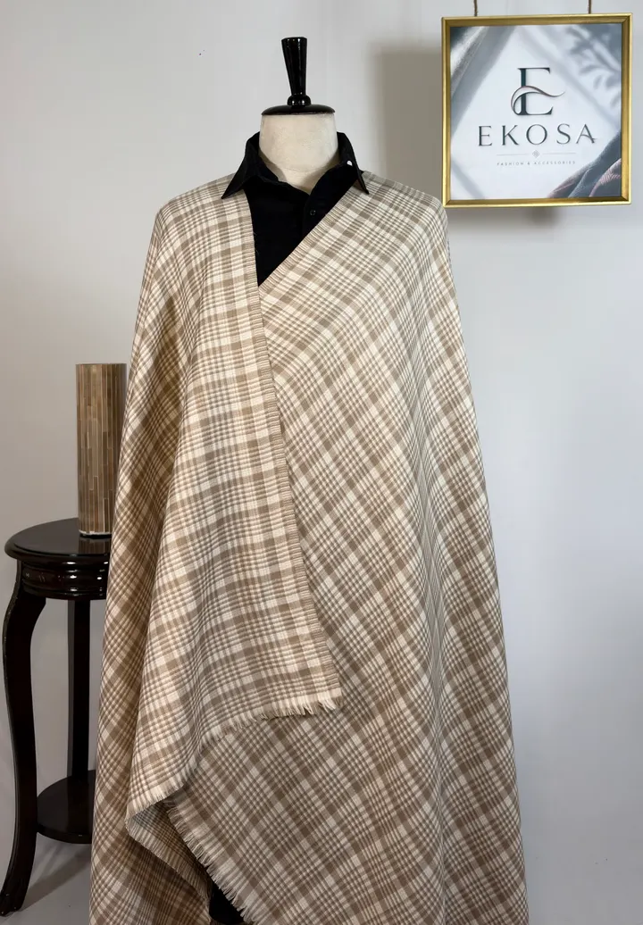 Kairo Check Shawl — Taupe Beige, image 1 of 5
