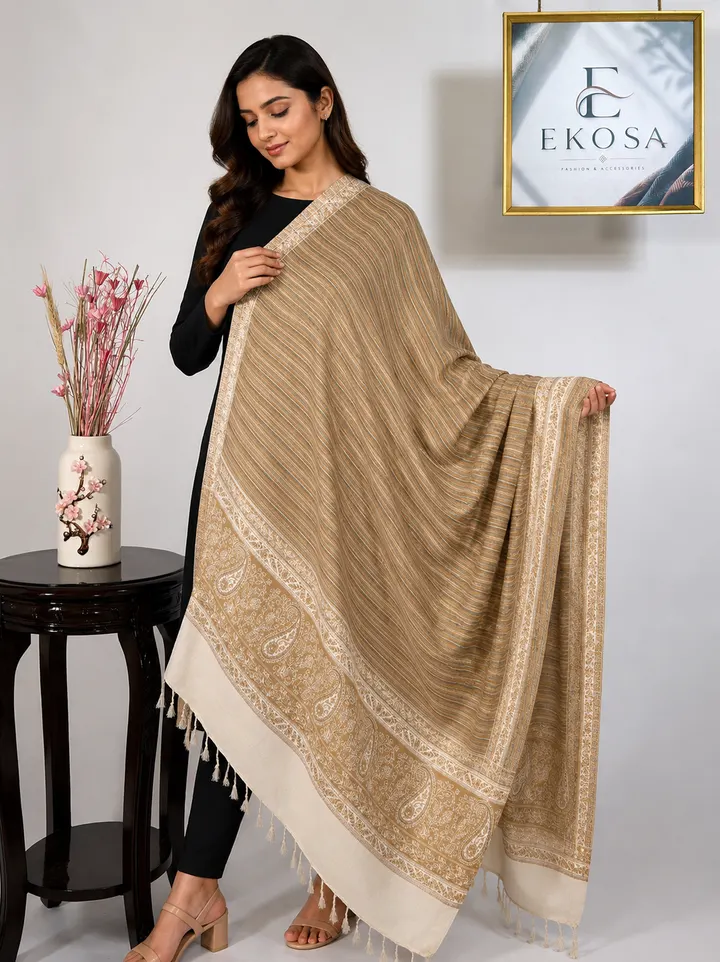 Fine Stripe Stole — Brown, image 1 of 4